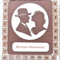 Hochzeitskarte "Herzlich Glückwünsch" in braun-beige (Nr. 10) Bild 3