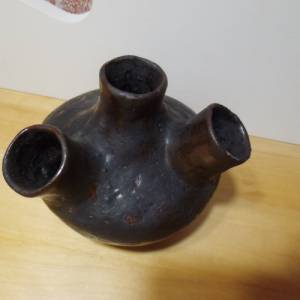 Tulpenvase Vase Vase mit 3 Öffnungen Pflanzenvase Skulptur Kunst Dekoration Handarbeit Vintage Alt Shabby Chic Bild 4