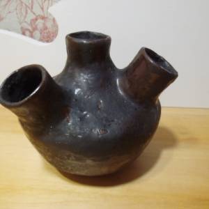 Tulpenvase Vase Vase mit 3 Öffnungen Pflanzenvase Skulptur Kunst Dekoration Handarbeit Vintage Alt Shabby Chic Bild 5
