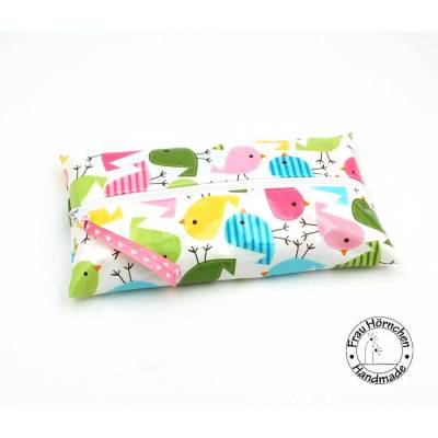 Feuchttüchertasche mittel * bunter Spatzenspaß * Vögel * beschichtete Baumwolle