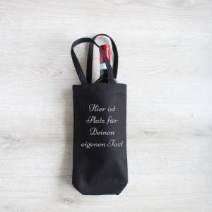 Geschenk-Tasche für Flaschen personalisiert  Flaschentasche in schwarz Flaschentasche aus Baumwolle Geschenkverpackung p Bild 1