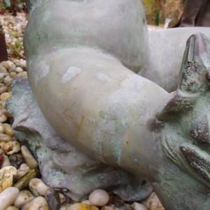 Bronze Bronzefigur Junge Brunnenfigur Brunnen Frosch Wasserspeier Landhaus Cottage Bild 8