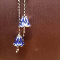 Doppelte Silberkette mit versilberten, emaillierten Blüten - ein Elfen- oder Feenkette! Bild 3