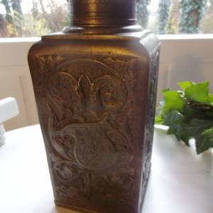 Antike Zinn Flasche Schraubflasche Handarbeit Cottage Landhaus Bild 2