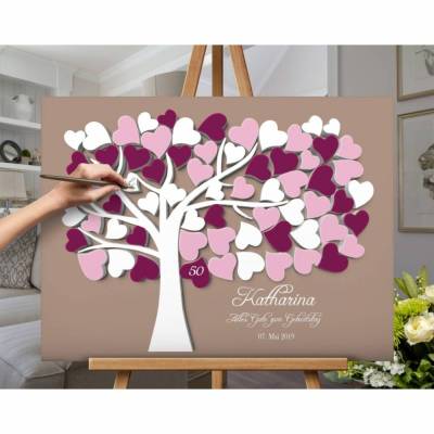 Geburtstagsgästebuch Leinwand kreativ mit Fingerabdruck Geburtstagsgeschenk Gästebuch Partydekoration Gästebaum