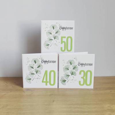 Geburtstagskarte für runde Geburtstage "Ginkgoblätter"