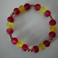 3 Perlenarmbänder elastisch aus gefrosteten Glasperlen mit Metallperlen rosegold Bild 10