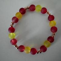 3 Perlenarmbänder elastisch aus gefrosteten Glasperlen mit Metallperlen rosegold Bild 5