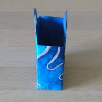 Geschenkverpackung - kleines blaues Täschchen mit silberen Linien // Maulbeerbaumpapier // Tütchen // Täschchen Bild 2