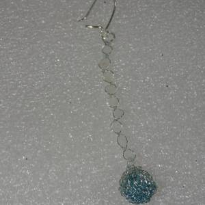 6cm lange türkis blaue Ohrringe aus Silberdraht, zart, handgeformt, Haken aus 925 Sterlingsilber, filigran, Statement, l Bild 8