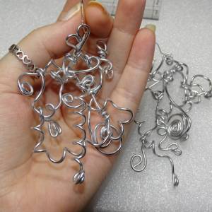 Kreativer Silberdraht Ohrringe- Chaos aus Kreisen, Herzen & Spiralen, 925 Sterling Silber Ohrhaken, 10x6,5 cm groß Handg Bild 2