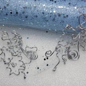 Kreativer Silberdraht Ohrringe- Chaos aus Kreisen, Herzen & Spiralen, 925 Sterling Silber Ohrhaken, 10x6,5 cm groß Handg Bild 7