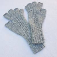 Fingerhandschuhe ohne Kuppen Marktfrauenhandschuhe Musikerhandschuhe einfarbig Grau Größe M ➜ Bild 1