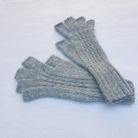 Fingerhandschuhe ohne Kuppen Marktfrauenhandschuhe Musikerhandschuhe einfarbig Grau Größe M ➜ Bild 3