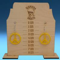 Friedenssymbol- Ohrringe aus gelbem nicht-transparentem Acryl Bild 1