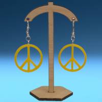 Friedenssymbol- Ohrringe aus gelbem nicht-transparentem Acryl Bild 2