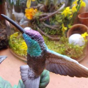 Kolibri Bronze Keramik Vogel Handarbeit Handbemalt Bild 3