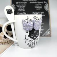 Mystische Katzen mit drittem Auge, Ohrringe aus Keramik in Wicca-Gothic Stil Bild 5