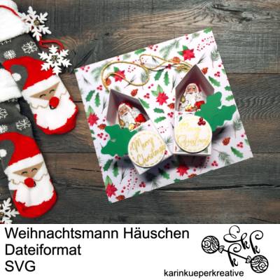 Plotterdatei Weihnachtsmann Häuschen