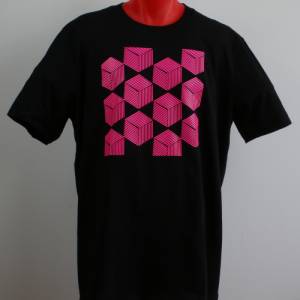 Herren T-Shirt mit einem Würfel-Motiv in silber oder pink ,Herren T-Shirt in schwarz Bild 3
