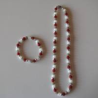 Perlenkette "Florentina" mit passendem Armband aus Polarisperlen, 1-, 2- oder 3-farbig Bild 1