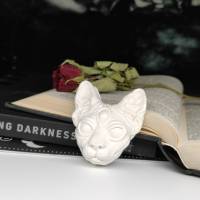 Sphynx Katzenkopf mit drittem Auge, Skulptur aus Keramik, Gothic Wohndekoration Bild 6