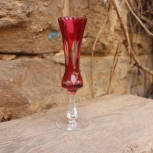 Vase Fußvase Solifleurvase 24% Bleikristall Überfangglas Weinrot 60er 70er Jahre Bild 1