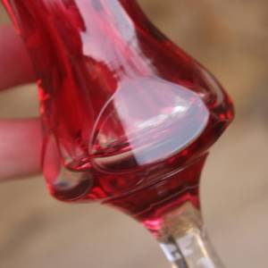 Vase Fußvase Solifleurvase 24% Bleikristall Überfangglas Weinrot 60er 70er Jahre Bild 8