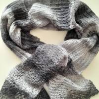 Schal, Tuch gestrickt mit Glasperlen, grau Bild 1