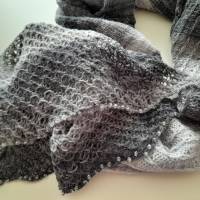 Schal, Tuch gestrickt mit Glasperlen, grau Bild 3