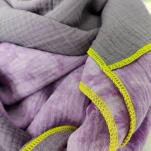 Musselintuch Halstuch Colour Block Optik lila / Batik lila weiß Bild 9