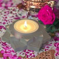 Lotus Teelichthalter Silikonform, Kerzenständer Gießform, Kerzenhalter Raysinform Betonform Tonform, Epoxidharzform DIY Bild 3