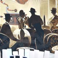 ♕ Jersey Panel Jazz Klavier goldene 20er Jahre Stenzo Digital 200 x 150 cm ♕ Bild 1