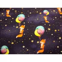 JERSEY"Sternensammler"auf dunkelblau Fuchs, Sterne, Ballon limitierte Auflage Jungs Mädchen Kinderstoffe Meterwa Bild 1