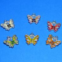 Anhänger, Schmetterling, kleiner Kettenanhänger aus Metall mit Emaille und Glassteinchen, Farbwahl, Schmuckanhänger Bild 2