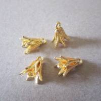 6x Verbinder Endkappen mit Schleife, 6-Blütenblatt Blüte, hellgolden Bild 2