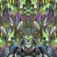 ♕ Jersey Panel mit Pfauen und Reiher Orchideen Stenzo Digital 200 x 150 cm ♕ Bild 4