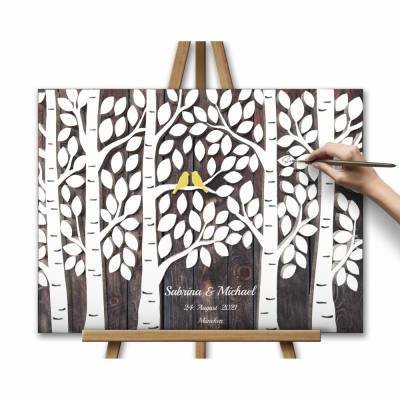 Hochzeitsgästebuch Leinwand – personalisierbarer Hochzeitsbaum mit Fingerabdruck
