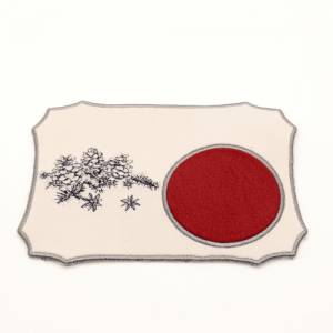 Weihnachtlicher Mugrug Tassenteppich mit Tannenzweigen Grau Umrandung Bild 2