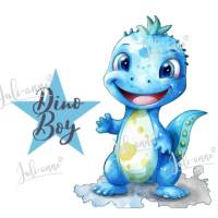 Bügelbild Dino Boy Blau mit Stern Bild 1