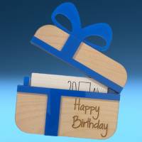 Gutscheinkartenverpackung, Geschenkkartenverpackung zum Geburtstag aus Birkenholz und Acryl Bild 2