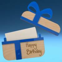 Gutscheinkartenverpackung, Geschenkkartenverpackung zum Geburtstag aus Birkenholz und Acryl Bild 5