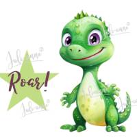 Bügelbild Dino Boy Grün mit Stern Bild 1