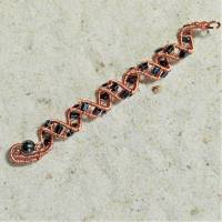 Lange Zopfperle handgewebt bronze kupfer handmade Haarschmuck schwarz gothic wirework handgemacht Bild 1