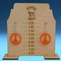 Friedenssymbol- Ohrringe aus orangem nicht-transparentem Acryl Bild 1
