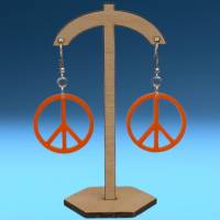 Friedenssymbol- Ohrringe aus orangem nicht-transparentem Acryl Bild 2