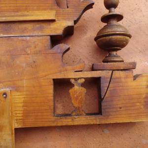 Antik Holzaufsatz Bekrönung Schrankaufsatz Möbelkrone Bild 7