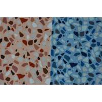 Jersey mit Mosaikmuster Kiesel Terazzo blau und lachs 50 x 150 cm Nähen Stoff ♕ Bild 1