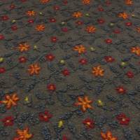 Stoff Ital.Musterwalk Kochwolle Walkloden mit Relief Blumen Ranken braun gelb orange grau Mantelstoff Kleiderstoff Bild 1