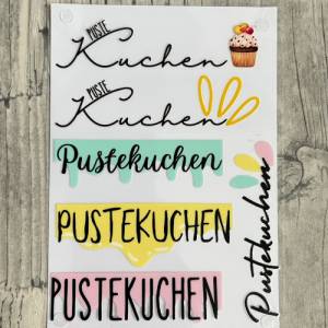Rub Ons I Rub-On Modern "PUSTEKUCHEN" A6, Motivfarbe bunt/farbig, Transfer Sticker, z.B. f. Raysin / Keraflott, Bild 2